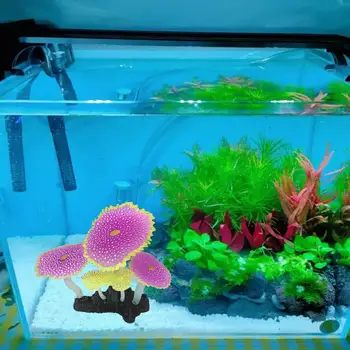 Украшение аквариума с флуоресцентным эффектом Долговечный аквариумный ландшафтный дизайн Силиконовый коралловый орнамент для дома