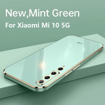 Для Xiaomi Mi 10 Case, модное покрытие, глянцевая мягкая силиконовая резина, квадратная задняя крышка, чехол для телефона Xiaomi Mi 10 Mi10 5G