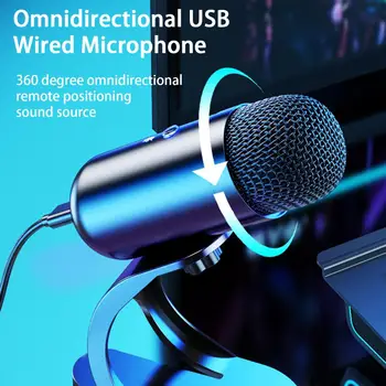 Удобный аудиомикрофон постоянного тока 5 В 50 Гц-20000 Гц, полный диапазон звучания USB Проводной микрофон Запись с проводного микрофона