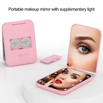 Зеркало для макияжа с 8 светодиодами Легкое зеркало для макияжа Портативные светодиодные увеличительные зеркала для макияжа для женщин Складные на батарейках