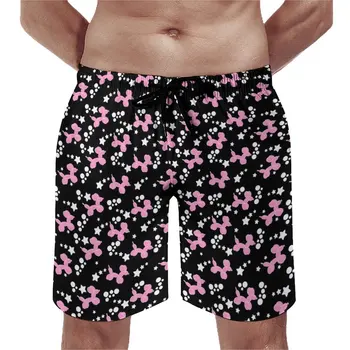 Летние Пляжные Шорты Розовый Воздушный Шар Собаки Спортивная Одежда Звезды Pirnt Custom Board Короткие Брюки Гавайи Быстросохнущие Плавки Большого Размера