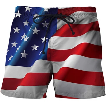 Мужские купальники Шорты Американский флаг 3d Доска для серфинга Короткие Детские пляжные шорты Мужской сундук Купальник с флагом США Спортивные брюки Трусы для мальчиков