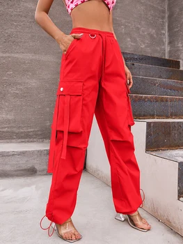 Новые женские брюки-карго с эластичным поясом и карманами