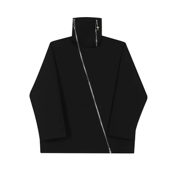 SuperAen Осень Новая Мода Двойная Молния Дизайн Украшения Толстовка Свободный Повседневный Топ Куртка