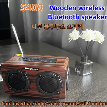 Радио Деревянный динамик Bluetooth Многофункциональный Басовый Стереодинамик Hi-Fi Caixa De Som Караоке с реверберацией / Радио / TF-карта / USB-накопитель